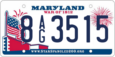 MD license plate 8AG3515