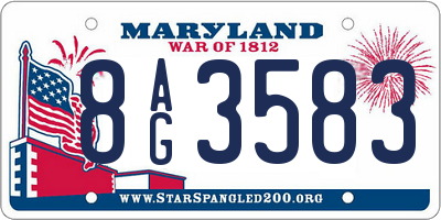 MD license plate 8AG3583