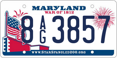 MD license plate 8AG3857