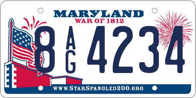 MD license plate 8AG4234