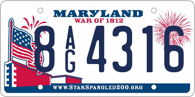 MD license plate 8AG4316