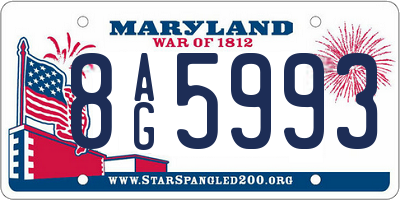 MD license plate 8AG5993