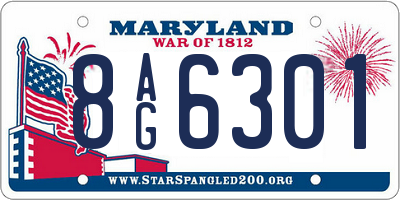MD license plate 8AG6301