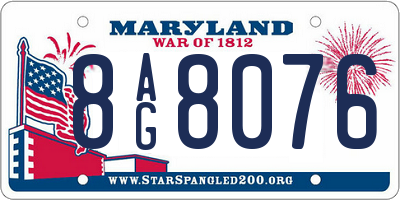 MD license plate 8AG8076