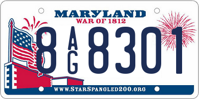 MD license plate 8AG8301