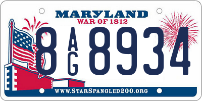 MD license plate 8AG8934