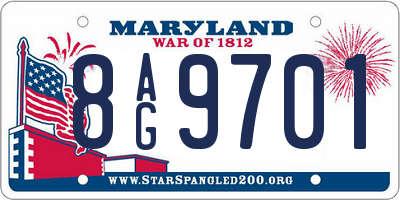 MD license plate 8AG9701