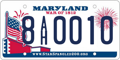 MD license plate 8AH0010