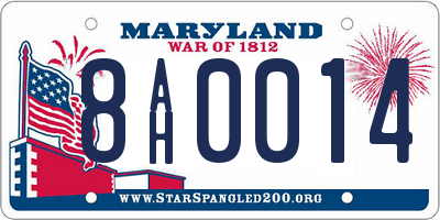 MD license plate 8AH0014
