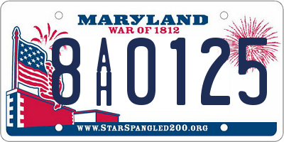 MD license plate 8AH0125