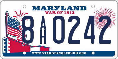 MD license plate 8AH0242