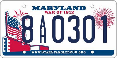 MD license plate 8AH0301