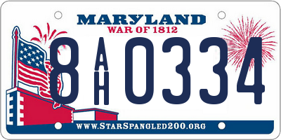 MD license plate 8AH0334