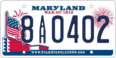 MD license plate 8AH0402