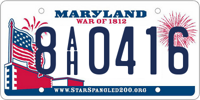 MD license plate 8AH0416