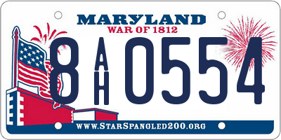 MD license plate 8AH0554