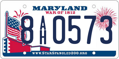MD license plate 8AH0573