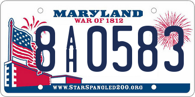 MD license plate 8AH0583