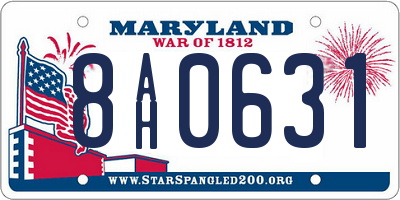MD license plate 8AH0631