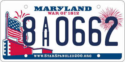 MD license plate 8AH0662