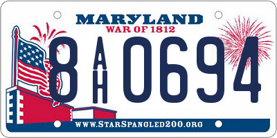 MD license plate 8AH0694