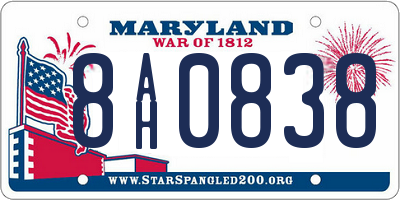 MD license plate 8AH0838