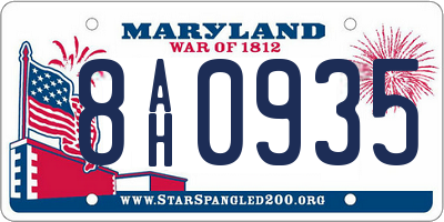MD license plate 8AH0935
