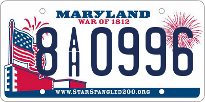 MD license plate 8AH0996