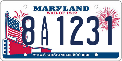MD license plate 8AH1231