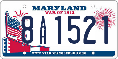 MD license plate 8AH1521