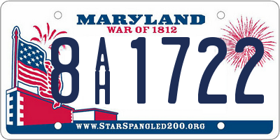 MD license plate 8AH1722