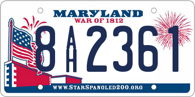 MD license plate 8AH2361
