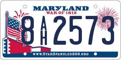 MD license plate 8AH2573