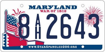 MD license plate 8AH2643