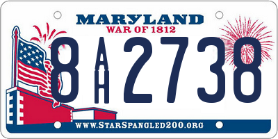 MD license plate 8AH2738