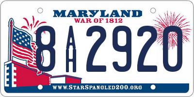 MD license plate 8AH2920
