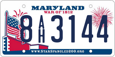 MD license plate 8AH3144