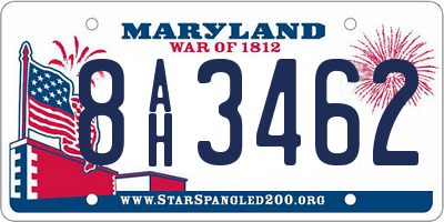 MD license plate 8AH3462