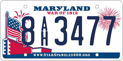 MD license plate 8AH3477