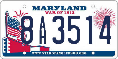 MD license plate 8AH3514