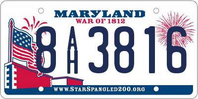 MD license plate 8AH3816