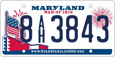 MD license plate 8AH3843