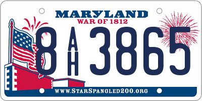 MD license plate 8AH3865