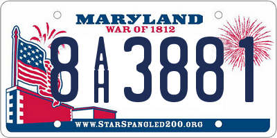 MD license plate 8AH3881