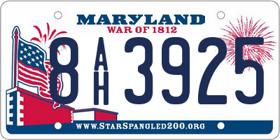 MD license plate 8AH3925