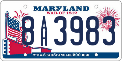 MD license plate 8AH3983