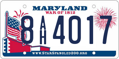 MD license plate 8AH4017