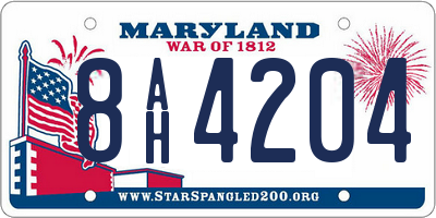 MD license plate 8AH4204