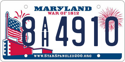 MD license plate 8AH4910