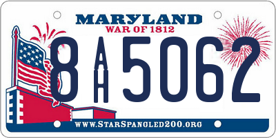 MD license plate 8AH5062